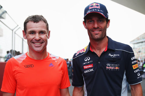 Mark Webber y Tom Kristensen en la India