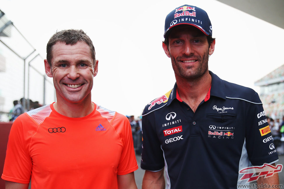 Mark Webber y Tom Kristensen en la India