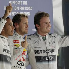 Nico Rosberg, Sebastian Vettel y Lewis Hamilton volaron en la India