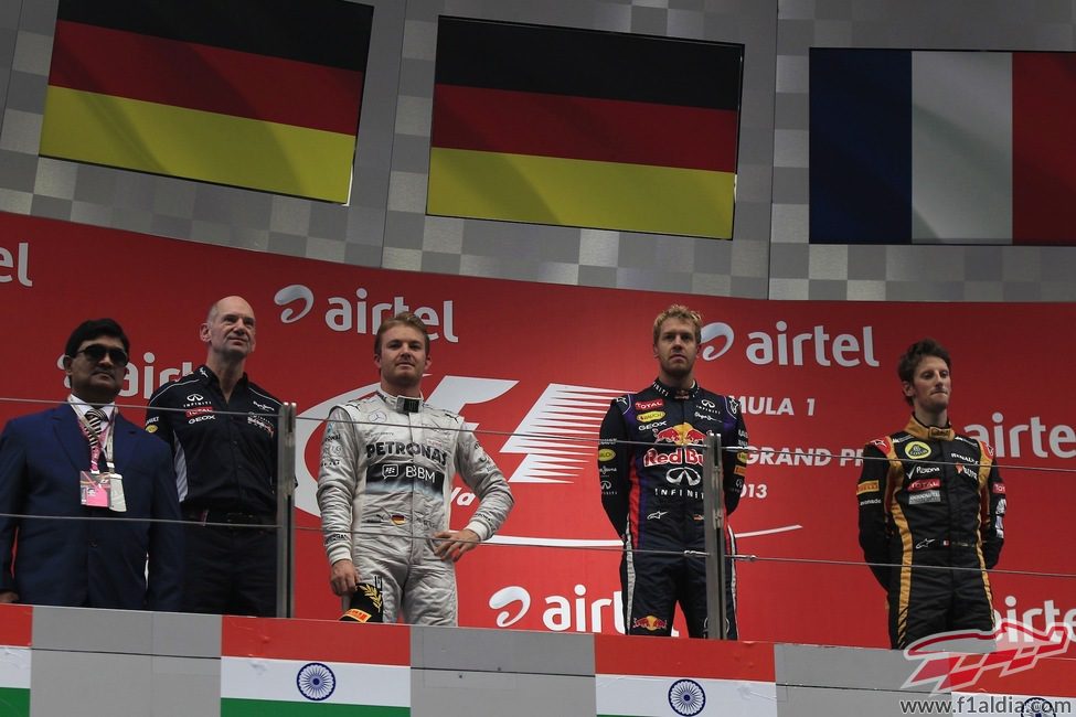 Podio final del Gran Premio de India 2013