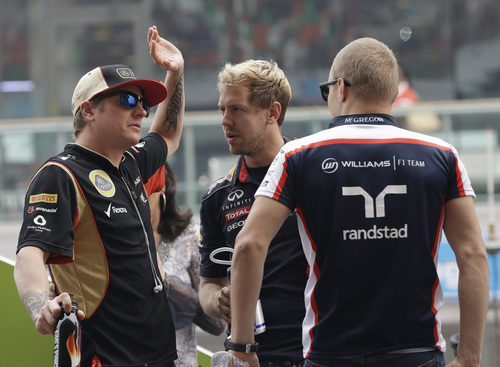 Kimi Räikkönen, Sebastian Vettel y Valtteri Bottas antes de la carrera