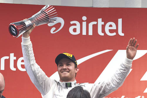 Nico Rosberg llegó al podio en la India