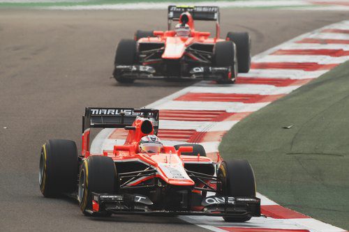 Jules Bianchi y Max Chilton en el GP de India 2013