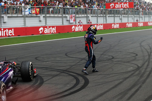 Emoción de Vettel tras ganar la carrera