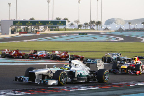 Nico Rosberg, tras los primeros metros del GP de Abu Dabi