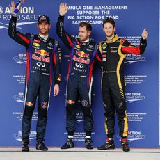 Sebastian Vettel, Mark Webber y Romain Grosjean en Austin