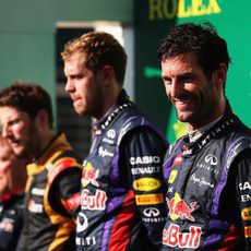 Mark Webber, contento en el podio de Austin