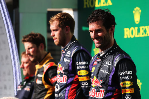 Mark Webber, contento en el podio de Austin