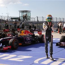 Esteban Gutiérrez en parque cerrado