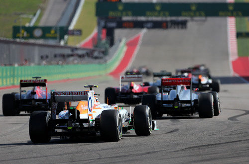 Adrian Sutil llega a la parrilla en la carrera de EE.UU.