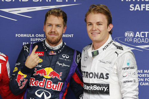 Sebastian Vettel y Nico Rosberg tras la clasificación