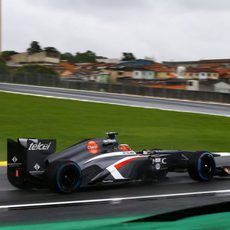 Nico Hülkenberg rueda con el compuesto de lluvia extrema