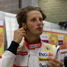 Grosjean en boxes