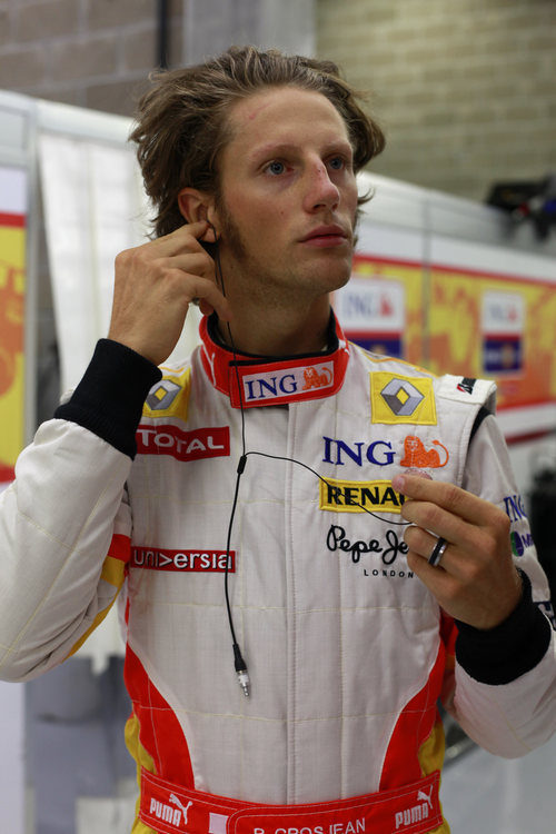 Grosjean en boxes