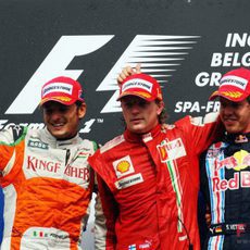 Raikkonen, Fisichella y Vettel