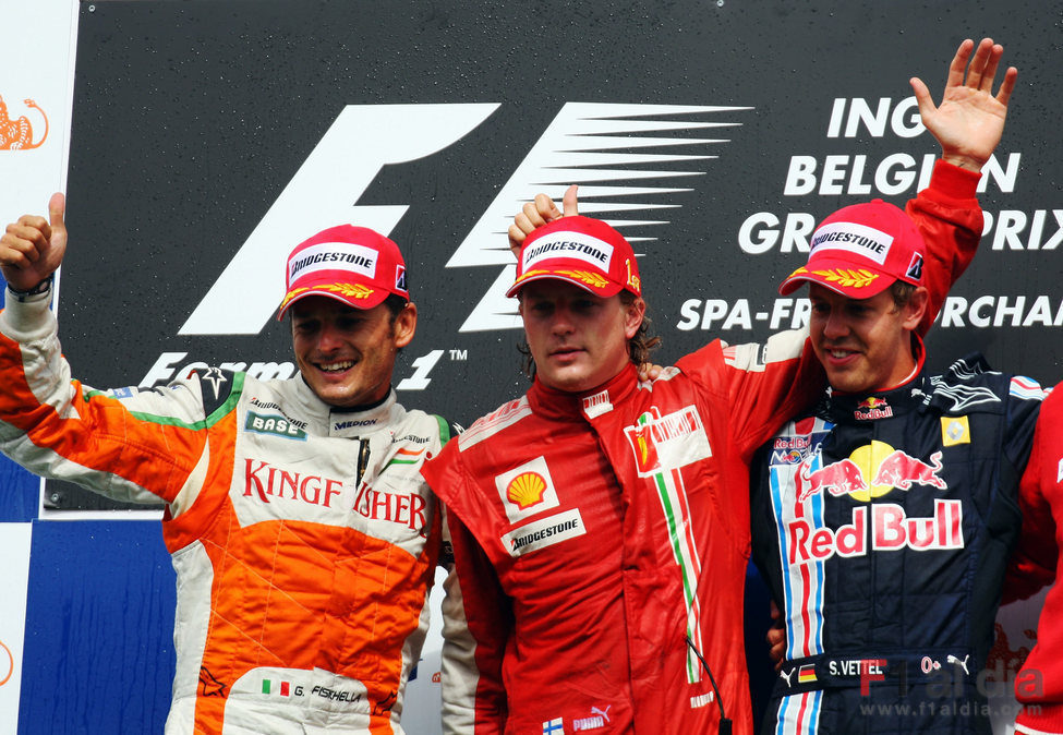 Raikkonen, Fisichella y Vettel