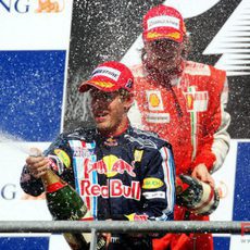 Vettel con el champán