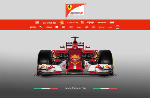 Vista frontal del Ferrari F14-T