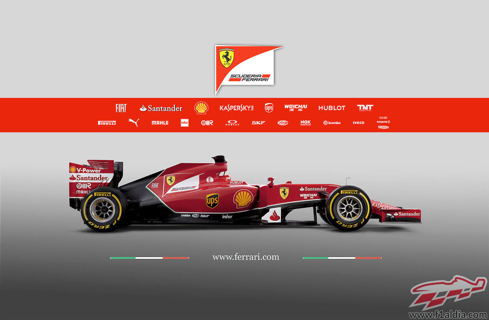 Vista lateral del Ferrari F14-T