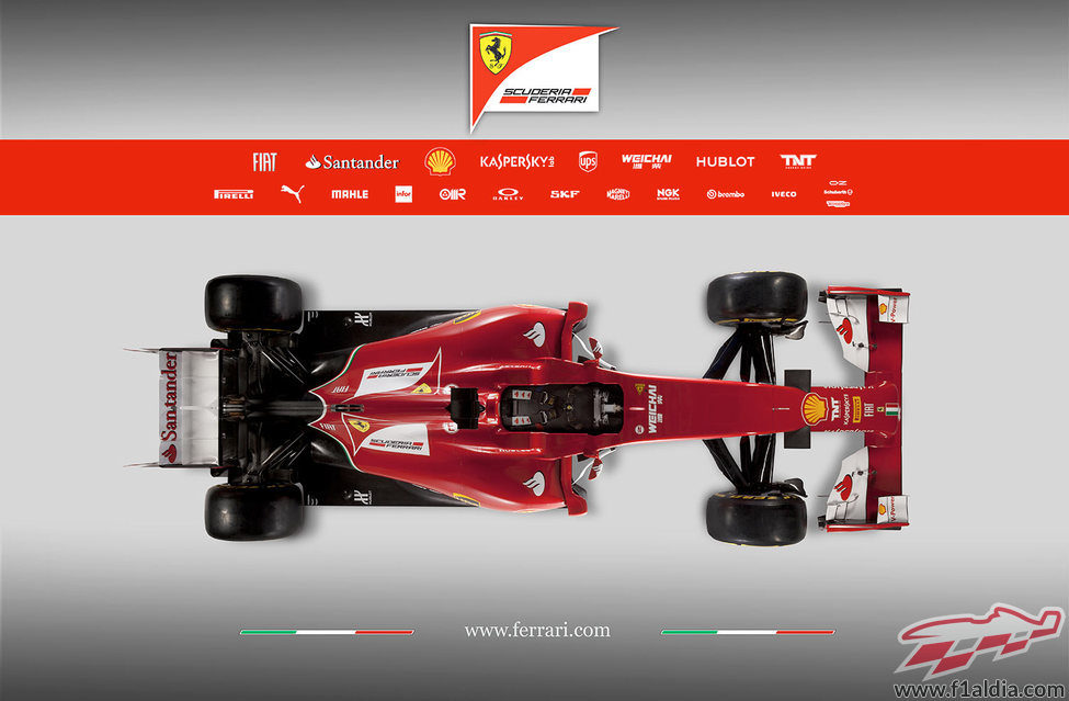 Vista superior del Ferrari F14-T