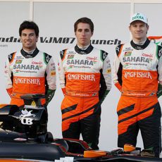 Pérez, Juncadella y Hülkenberg posan para Force India