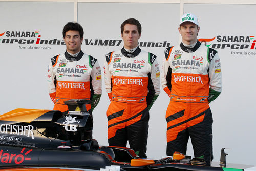 Pérez, Juncadella y Hülkenberg posan para Force India