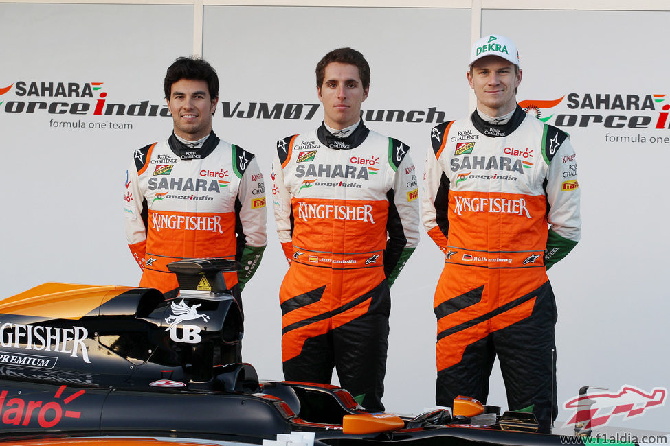 Pérez, Juncadella y Hülkenberg posan para Force India