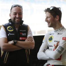 Romain Grosjean charla con Gerard López