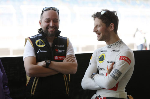 Romain Grosjean charla con Gerard López