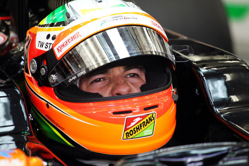 Sergio Pérez en boxes