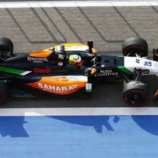 El Force India VJM07 de Sergio Pérez desde arriba