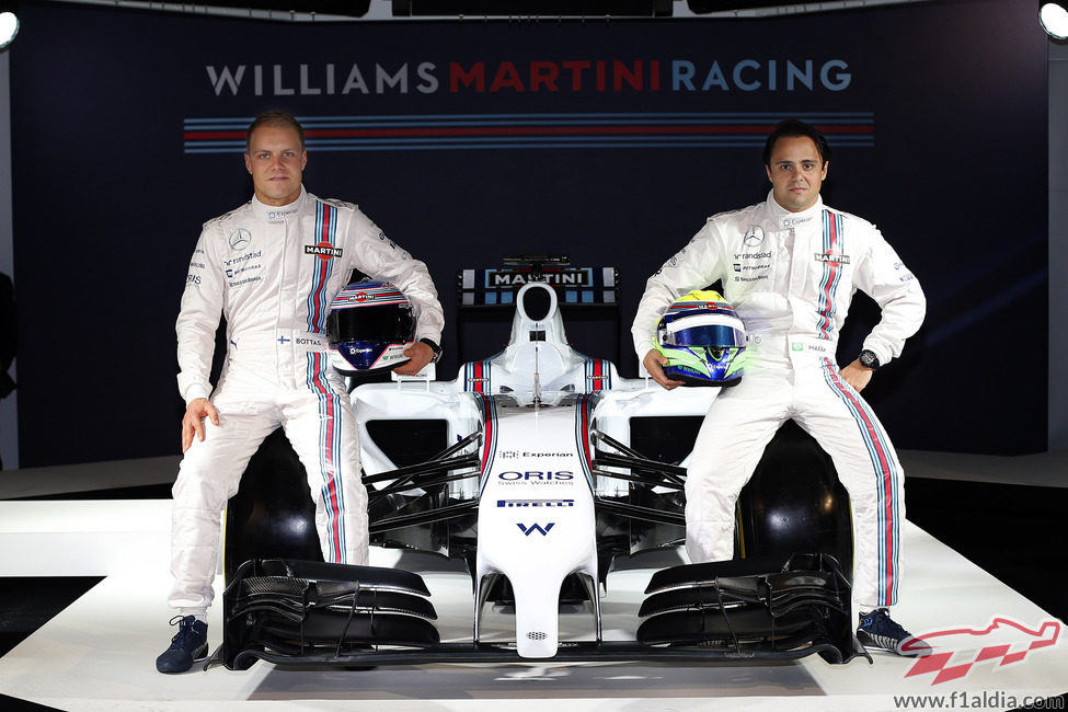 Valtteri Bottas, Felipe Massa junto al Williams Martini FW36