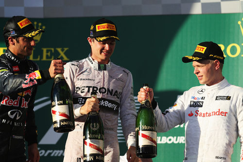 Rosberg, Ricciardo y Magnussen en el primer podio del año