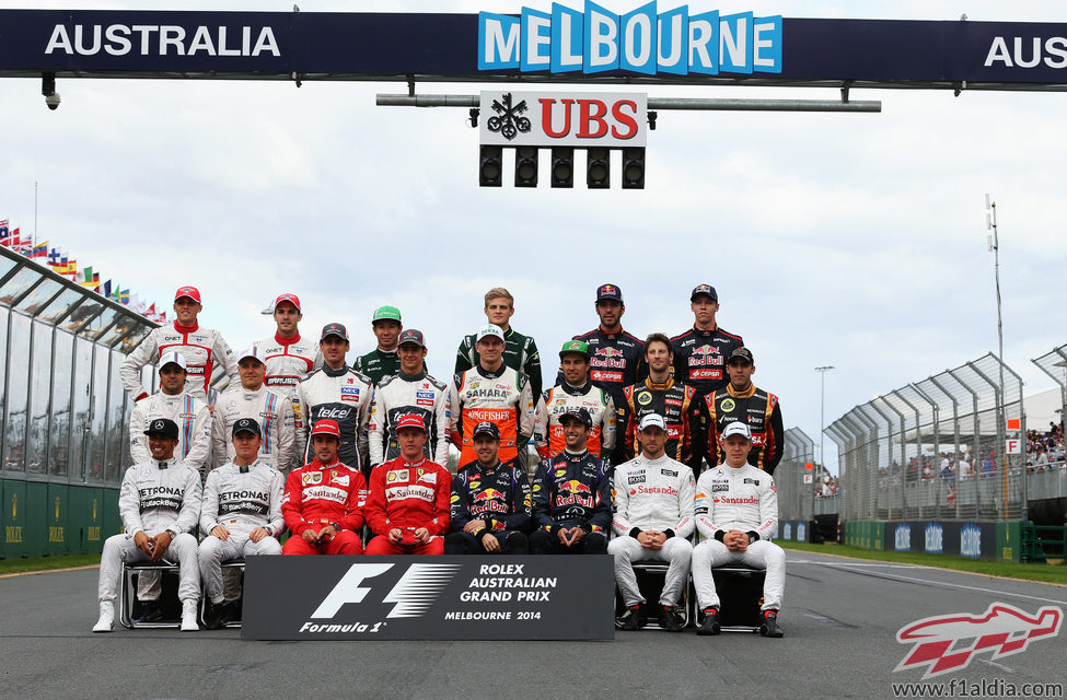 Foto oficial de los 22 pilotos de la temporada 2014 de F1