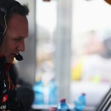 Christian Horner, en el muro de Red Bull