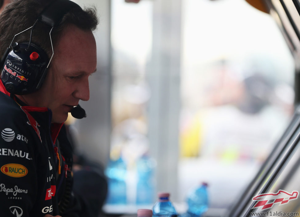 Christian Horner, en el muro de Red Bull