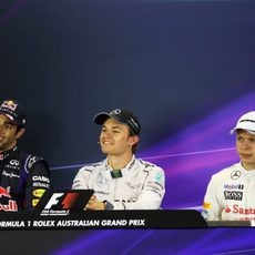 Ricciardo, Rosberg y Magnussen en rueda de prensa