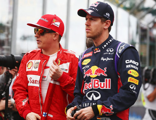 Sebastian Vettel y Kimi Räikkönen, antes de la carrera