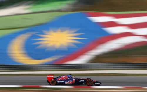 Jean-Eric Vergne con la bandera del país al fondo