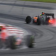 El VJM07 de Pérez en plena curva