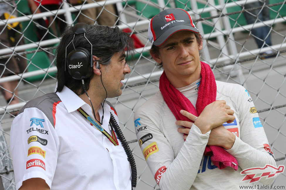 Esteban Gutiérrez antes de comenzar la carrera