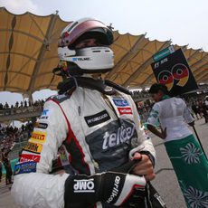 Adrian Sutil, en la parrilla de salida del GP de Malasia