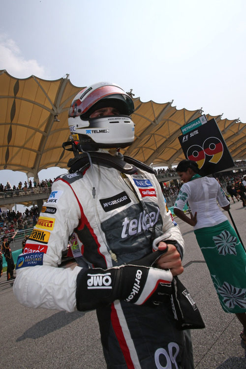 Adrian Sutil, en la parrilla de salida del GP de Malasia