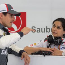 Adrian Sutil y Monisha Kaltenborn