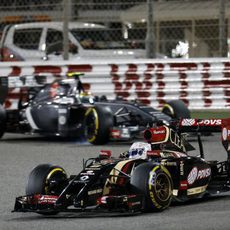 Romain Grosjean en la curva dedicada a Michael Schumacher