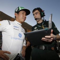 Kamui Kobayashi repasando su estrategia de carrrera