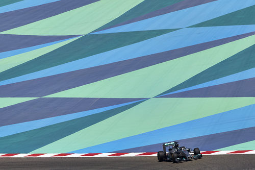 Nico Rosberg en el trazado de Sakhir