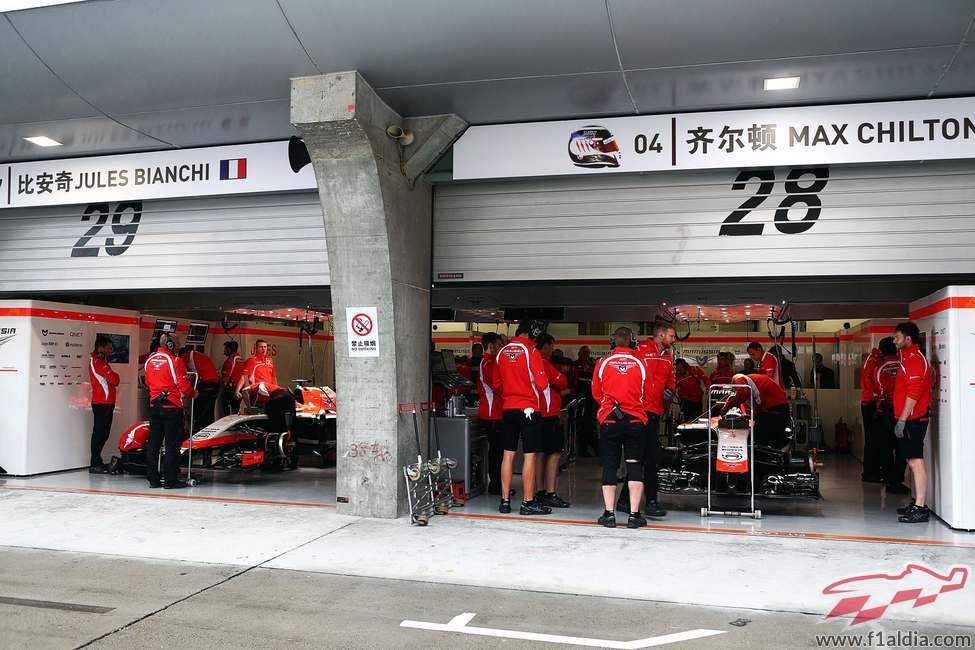 Garajes de Marussia en el Circuito Internacional de Shanghái