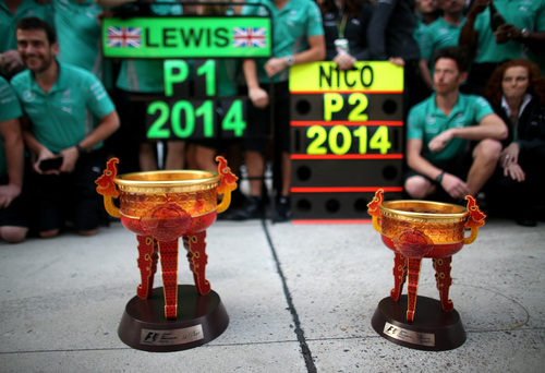Los trofeos de Mercedes en el GP de China