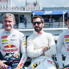 David Coulthard, Timo Glock y Daniel Ricciardo en Budapest